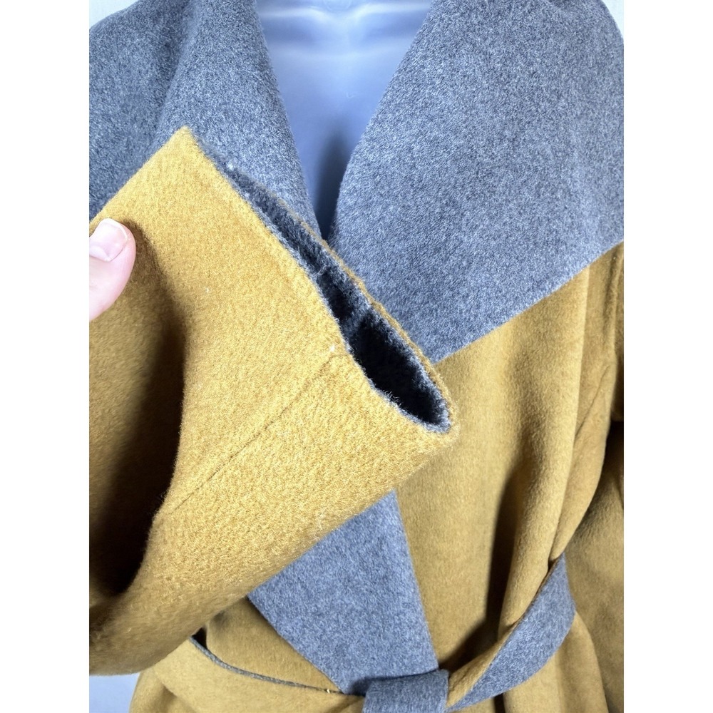 Summersalt The Warmest Wool Wrap Coat 2XL Mustard Gray Belted Luxury Capsule - Picture 10 of 13